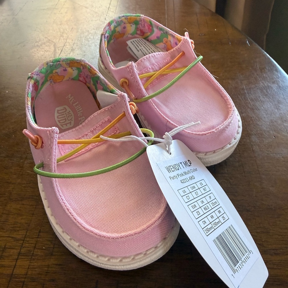 Hey Dude Kids' Pink Moccasins with Colorful Laces